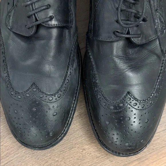 Alexander McQueen Black Brogue Leather Oxfords Size 43